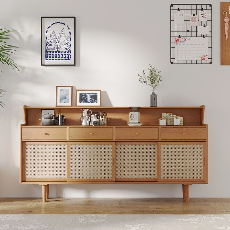 Contemporary Solid Wood Cabinets Sideboard Open Storage Buffet Stand