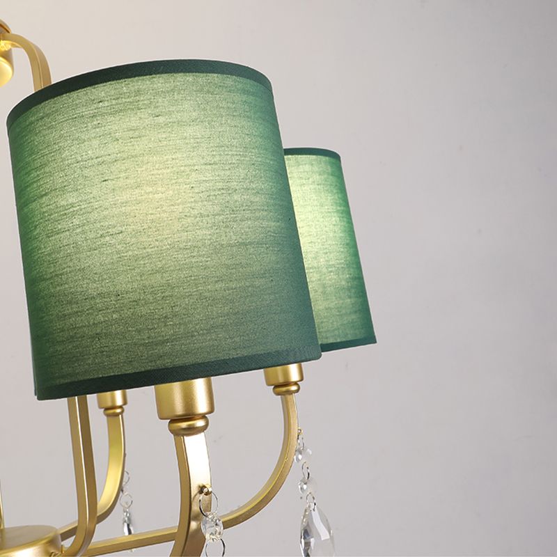 6-Light Chandelier Lighting Fixtures American Style Cylinder Suspension Light with Fabric Shade