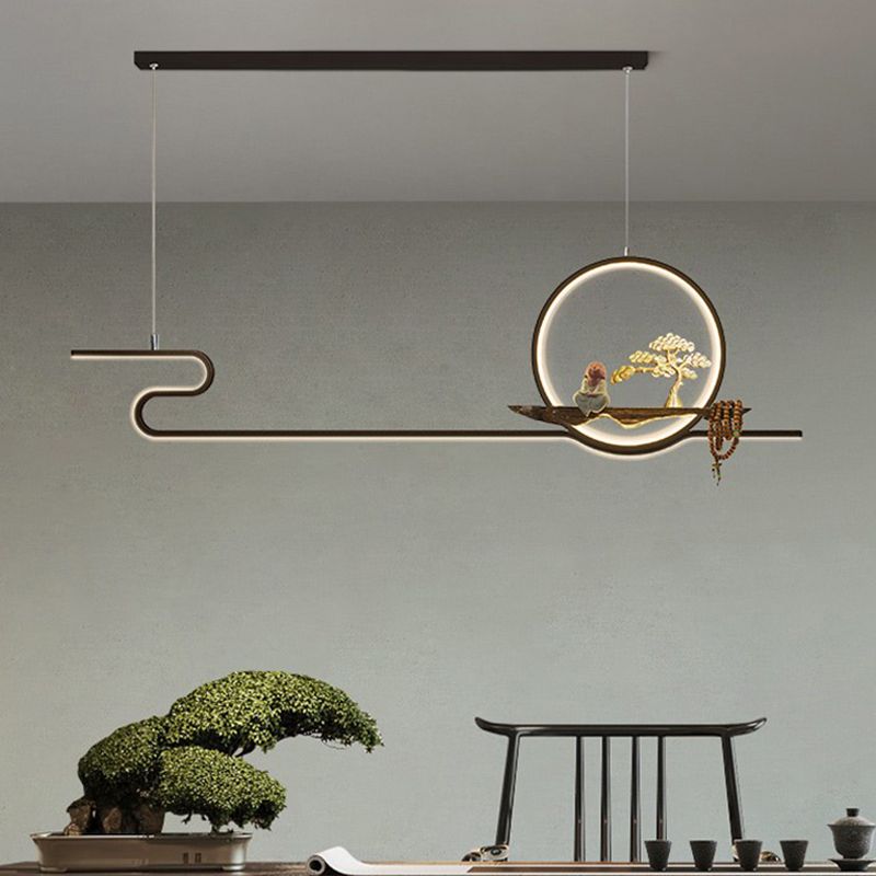 Modern Style Linear Shape Island Lights Metal Two Light Island Lighting Ideas