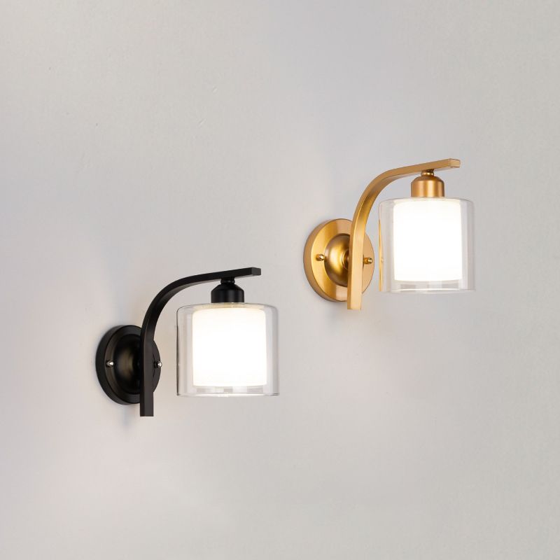 Hedendaagse stijl cilinder wand gemonteerd lichtglas 1 licht wandlamp barmonus