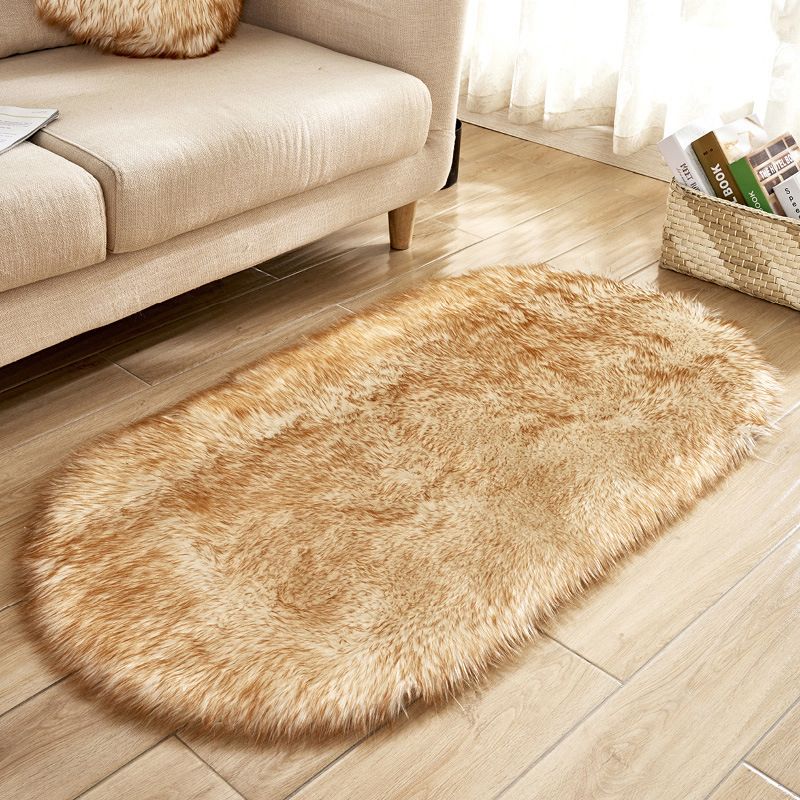 Minimalist Area Rug Simple Plain Carpet Polyester Living Room Shag Rug with Non-Slip Backing