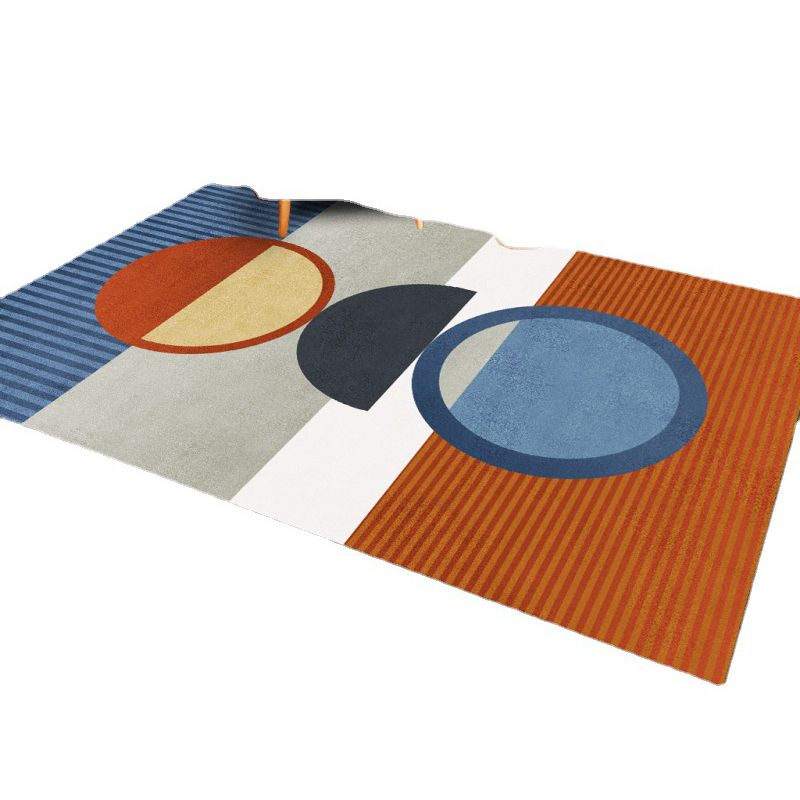 Orange Modern Rug Polyester Pattern Indoor Rug Stain Resistant Rug for Living Room