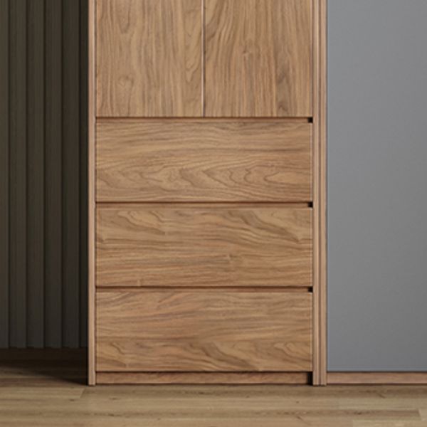 Hinged Wooden Wardrobe Closet with Drawer Modern Storage Cabinet