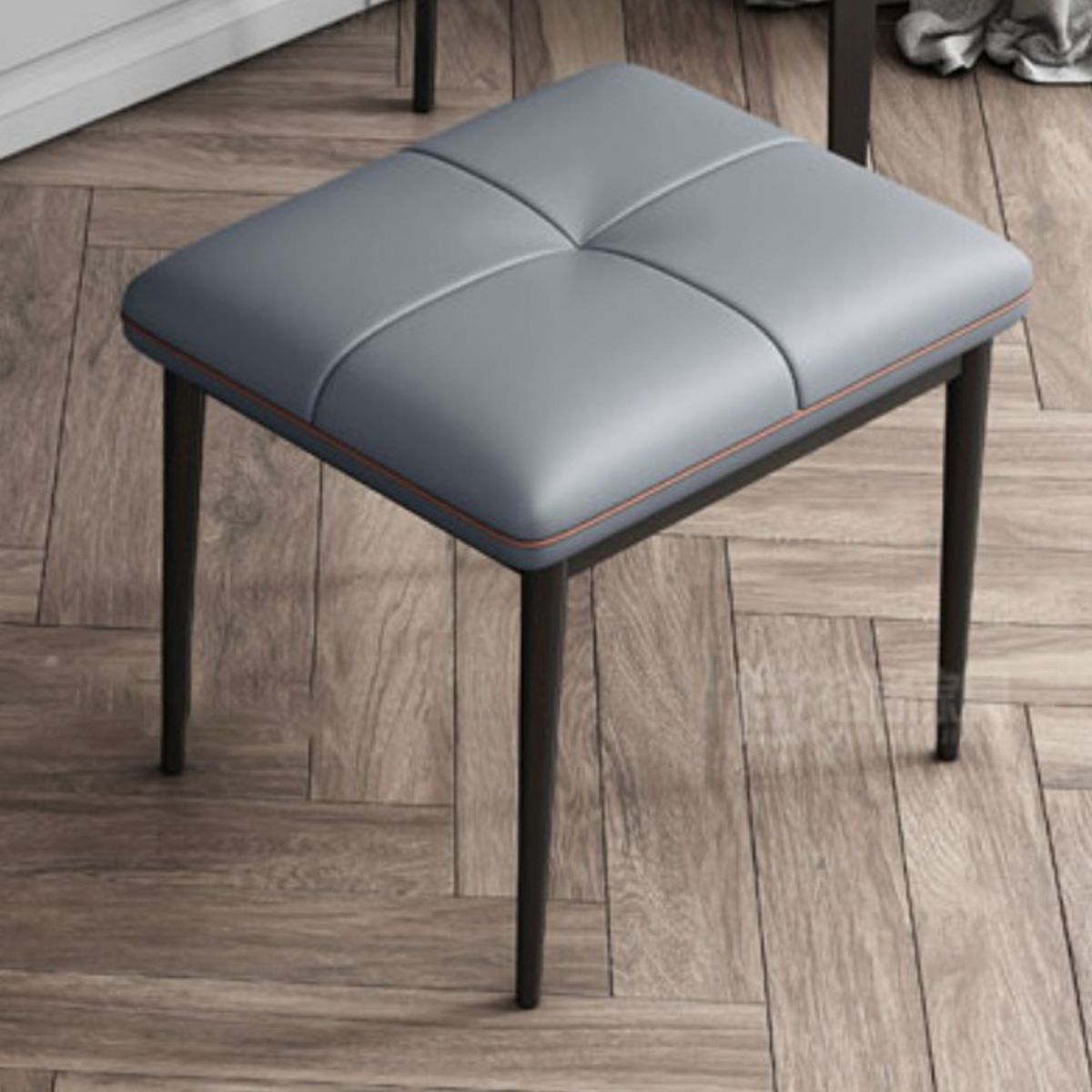 Faux Leather Vanity Desk and Stool in Orange/Grey Dressing Table