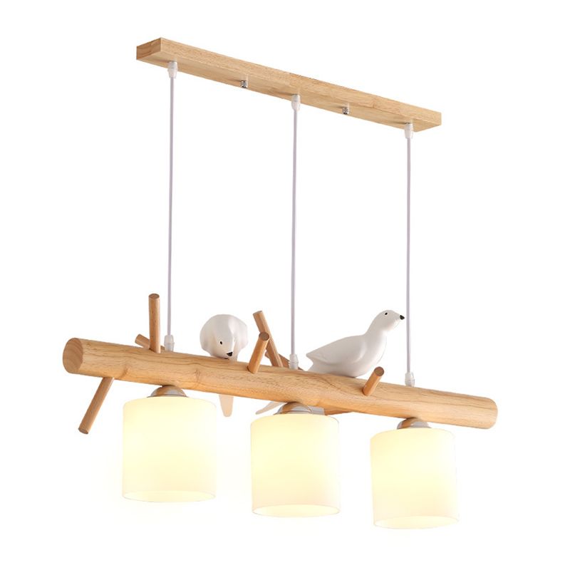 Luces de araña de la isla de cilindro simplicidad accesorios de iluminación de lámpara de vidrio blanco para mesa de comedor