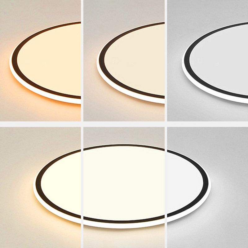 Plafonnier LED en aluminium simple encastré en forme de disque noir pour chambre à coucher