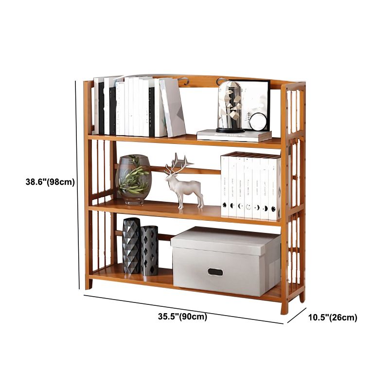 Modern Vertical Bamboo Shelf Etagere Espresso Shelf Bookcase for Bedroom