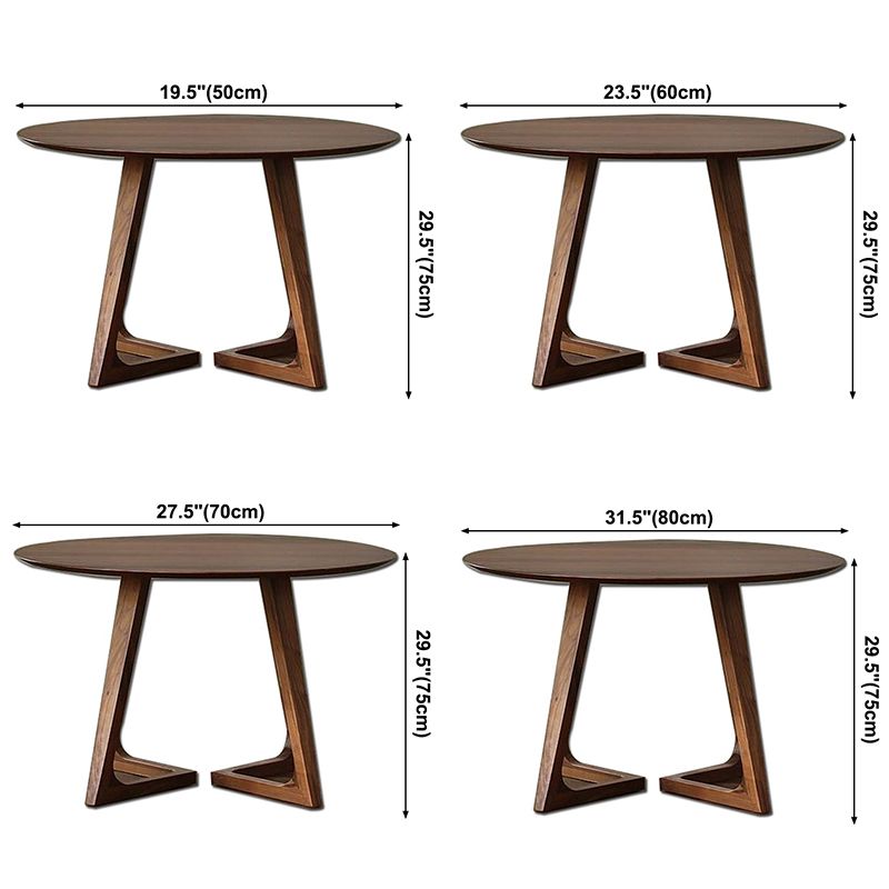 Contemporary Style Round Solid Wood Table Sled Base Dining Table for Home