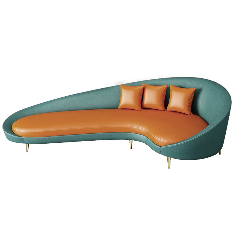 Faux Leather Curved Sofa with Slopped Arm for Living Room 33.47" High