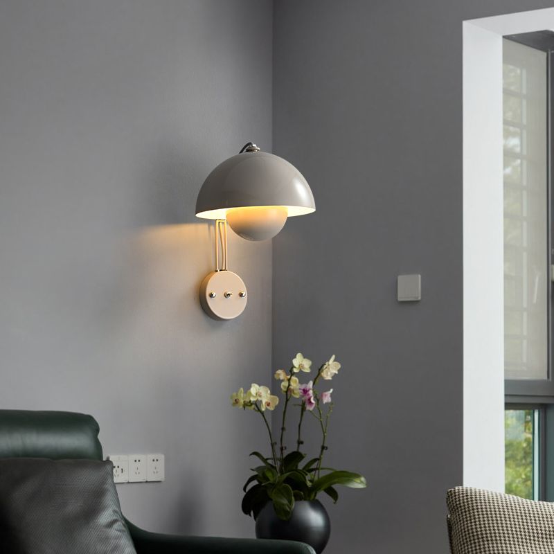 Nordic Style Metal Wall Mount Light Dome Shape Colorful Wall Lamp for Living Room