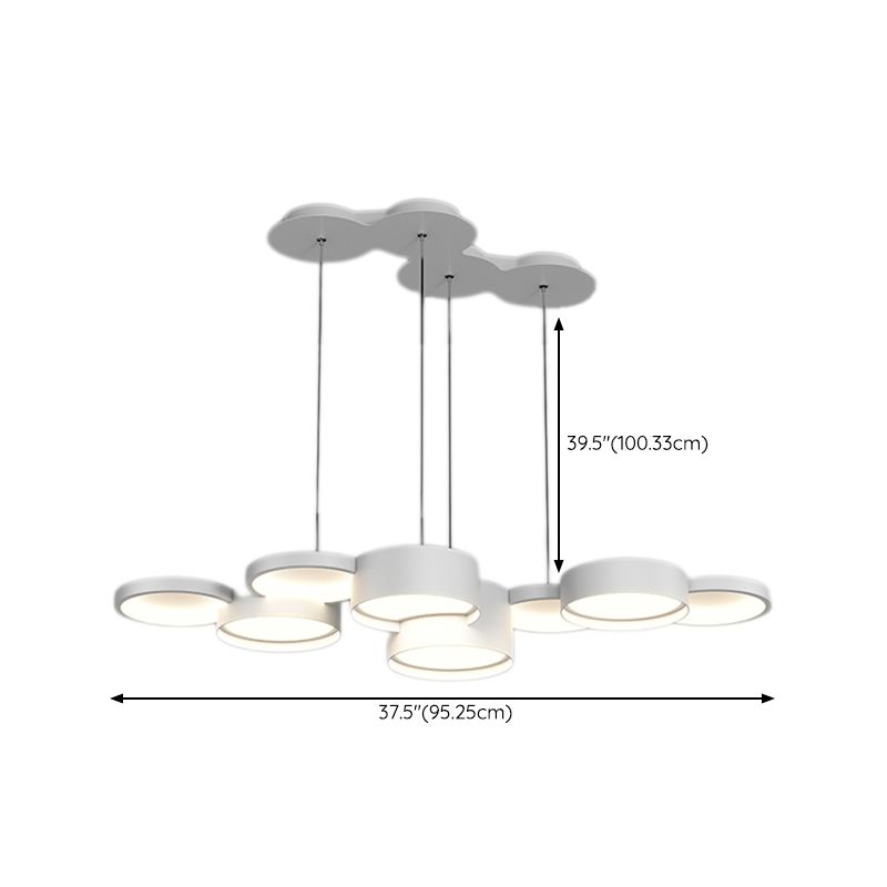 White Island Lamp Modern LED Island Hanging Light with Acrylic Shade for Bedroom