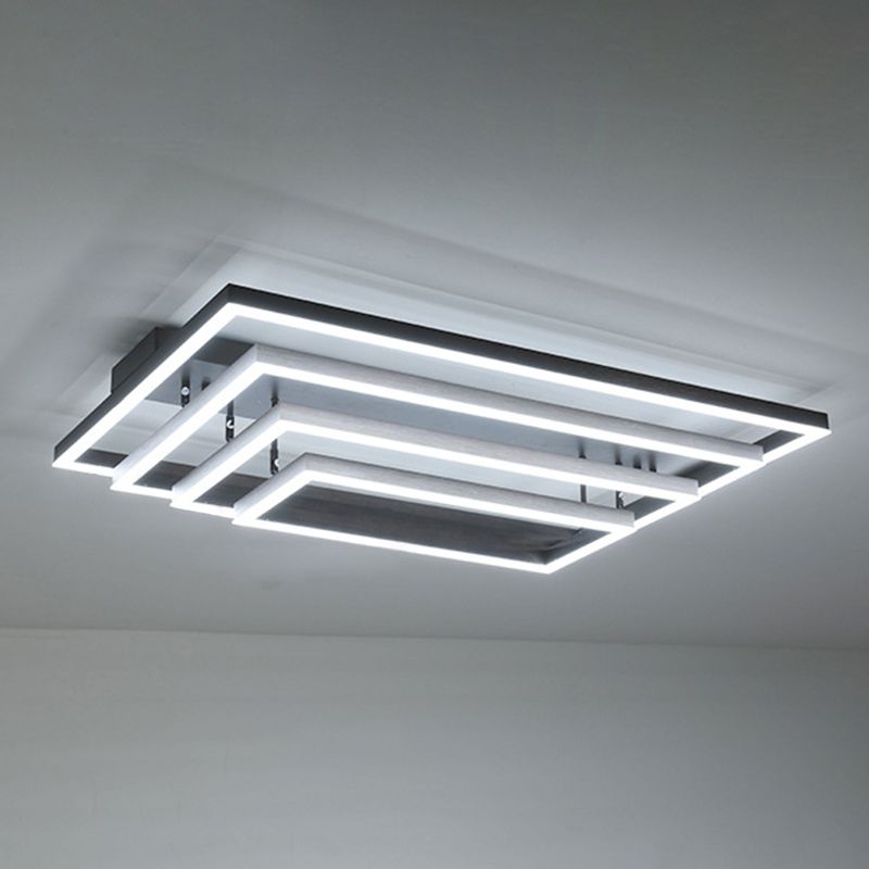 Plafonnier LED rectangulaire réglable, salon contemporain en aluminium, proche du plafonnier