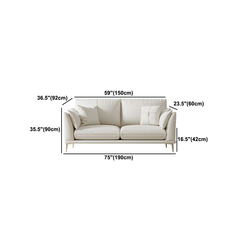 Faux Leather Sofa 36.22" D x 35.43" H Flared Arm Sofa for Living Room
