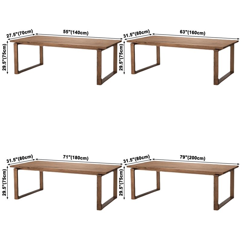 Mesa de comedor Glam de madera maciza marrón, mesa de comedor estándar con forma rectangular para cocina