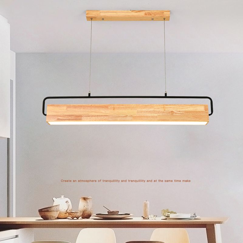 Modern Kitchen Island Lighting Cuboid Island Light Fixture Wood 1 Light Island Lights in Black