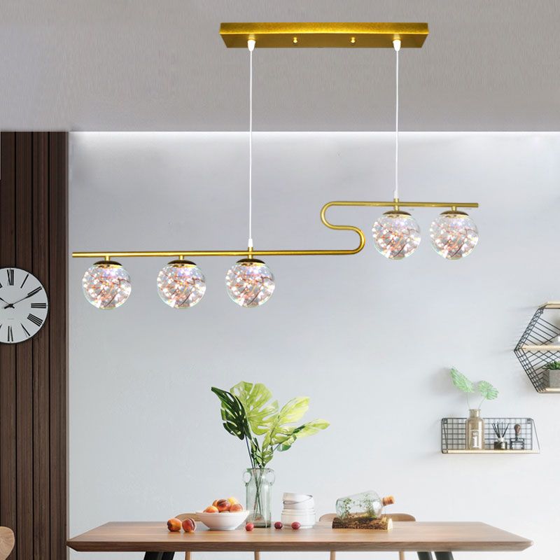 Modern LED Hanging Light Glass Round Island Light Fixture for Kitchen