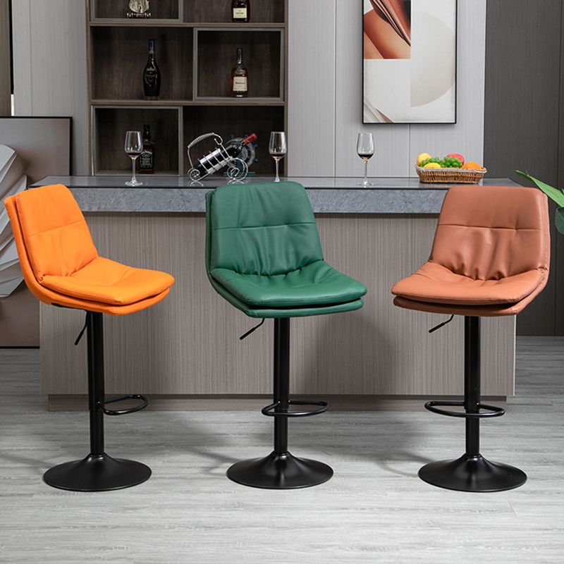 Moderne lederen barkruk swivel bucket verstelbare hoogte Volledige achterkant van de achterste kruk