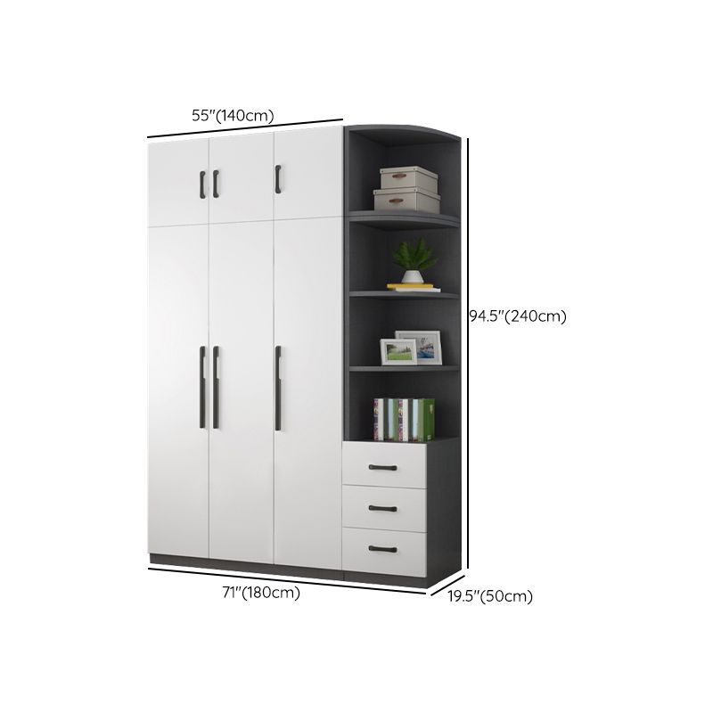 Engineered Wood Wardrobe Cabinet Modern Style Wardrobe Closet with Shelves