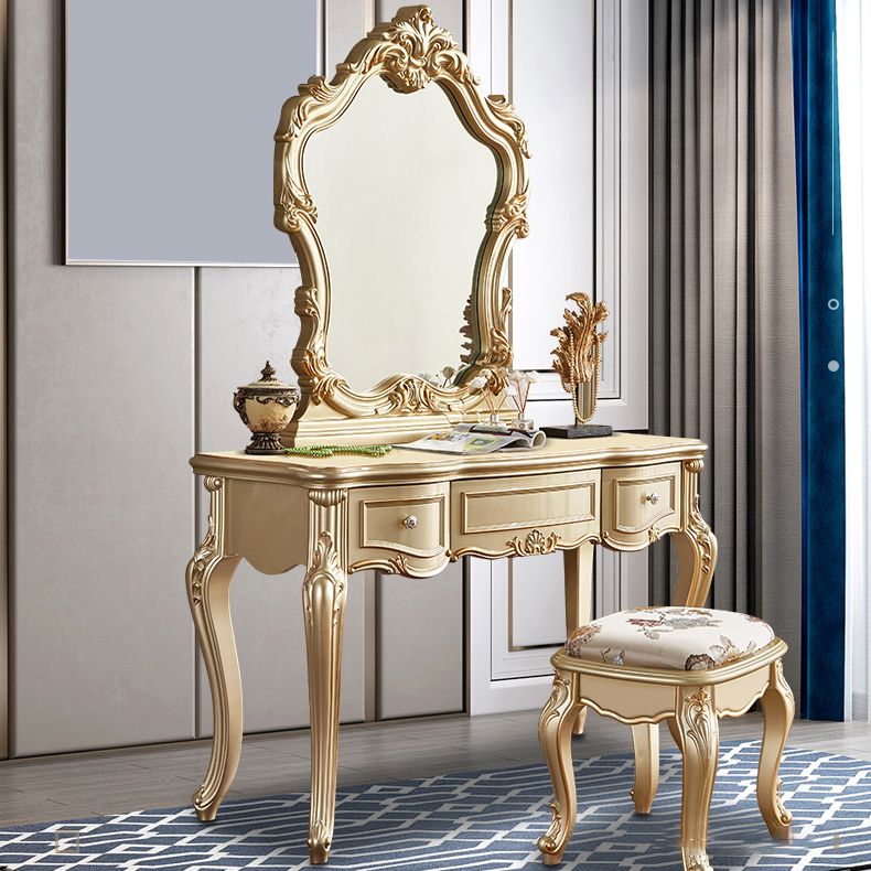 19" Wide Victorian Make-up Vanity Wooden Dressing Table with Mirror