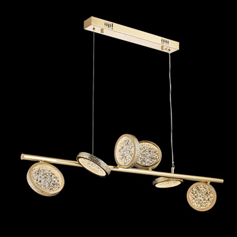 LED 5 / 6 - Light Kitchen Island Light in Gold Metal and Acrylic Ceiling Pendant