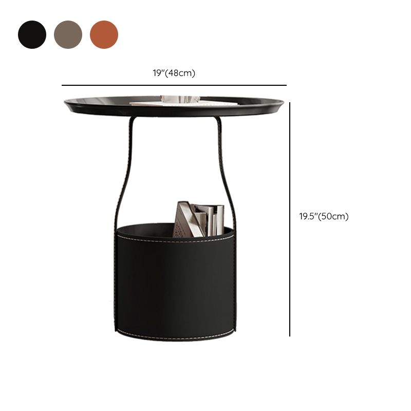 Mid-Century Modern Sofa Side Accent Table with Tray Top for Living Room