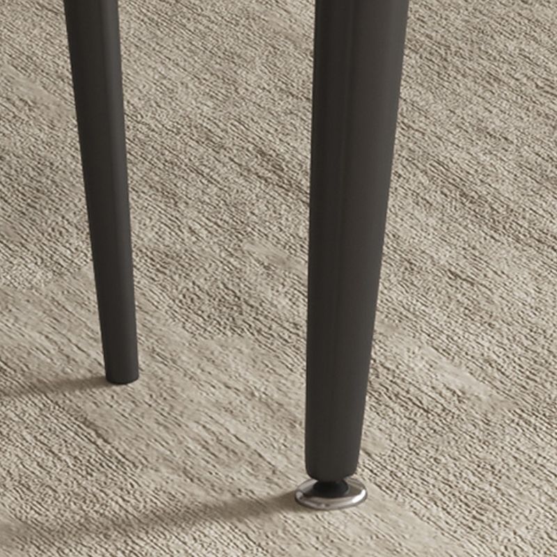 Round Dining Table with Leaf Extension Modern Stone Black Legs Dinette Table