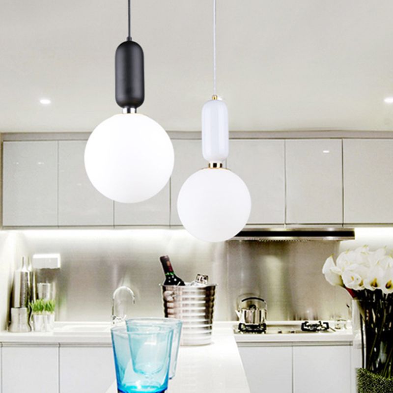 1 Light Spherical Hanging Ceiling Light Modern Style Glass Hanging Lamp Kit