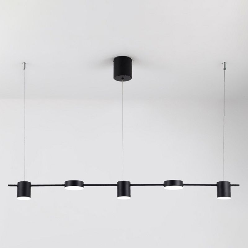 Nordic Metal Island Light Black Cylinder Multi Light Island Colgante para comedor