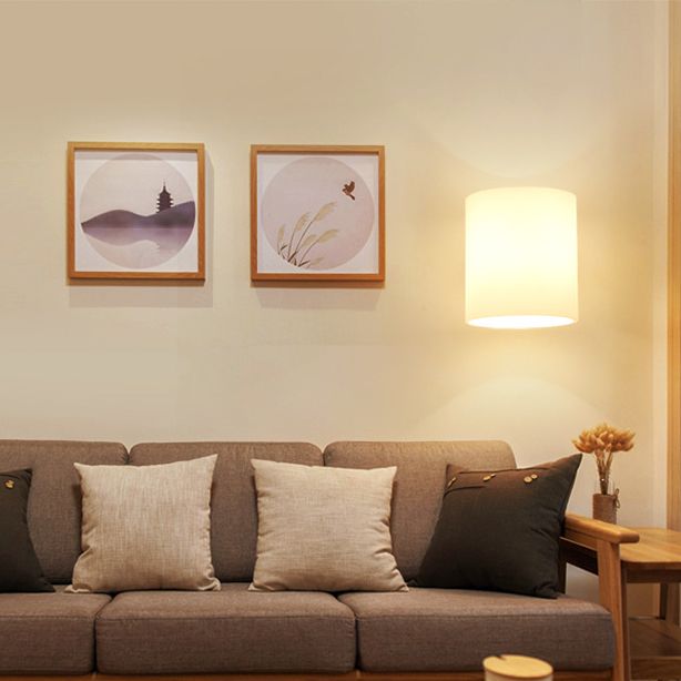 1 Light Wall Sconce Lamp Creative Modern Wood Glass Shade Wall Light for Stairs