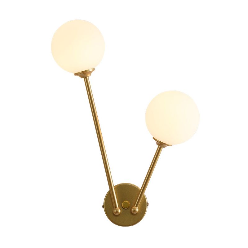 Modern Minimalist Style Double Globe Wall Lighting Fixtures 2 Lights Wall Sconces with Glass Shade