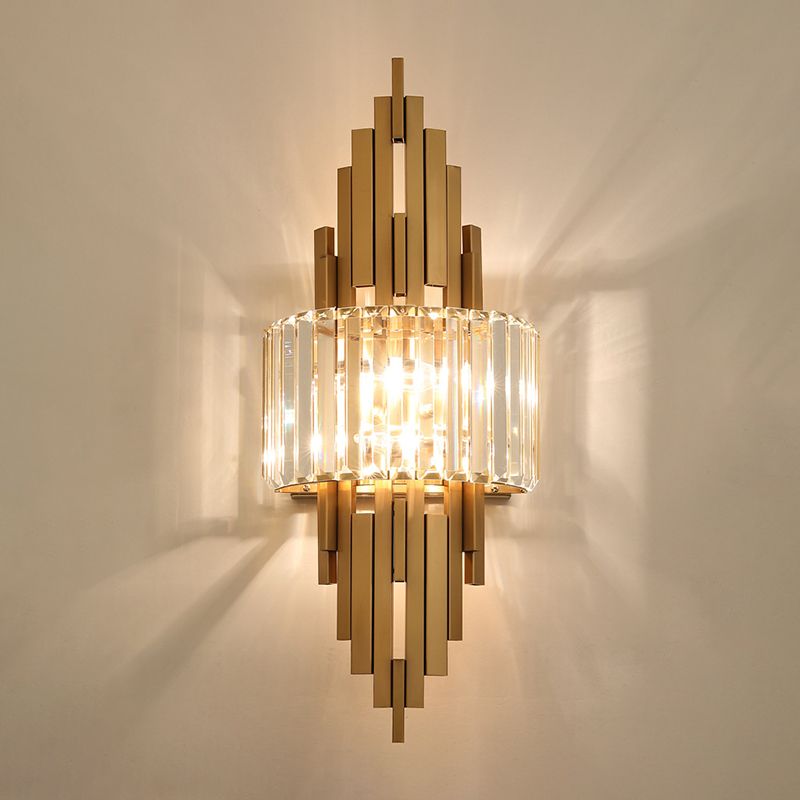 2-Light Geometric Wall Light Modern Crystal Wall Light Fixture