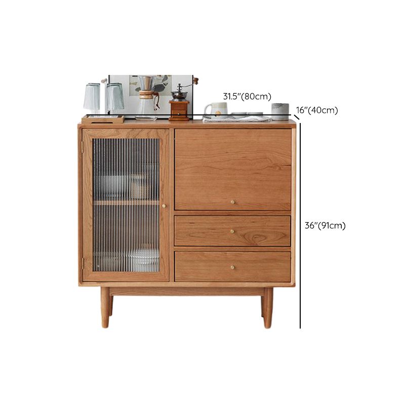 Contemporary Sideboa Wood Adjustable Shelving Side Board with Drawers and Cabinets