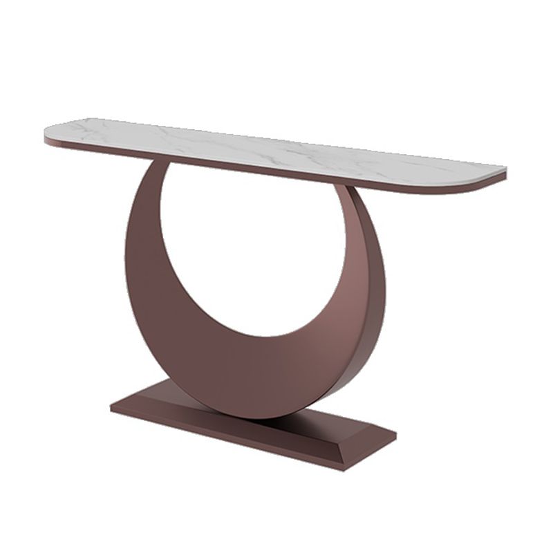 Contemporary Console Table Antique Finish Half Moon Console Sofa Table