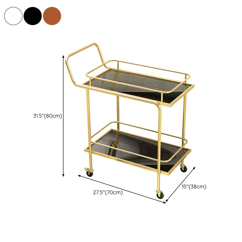 Contemporary 31.5"H Prep Table Rectangular Metal Rolling Prep Table for Dining Room