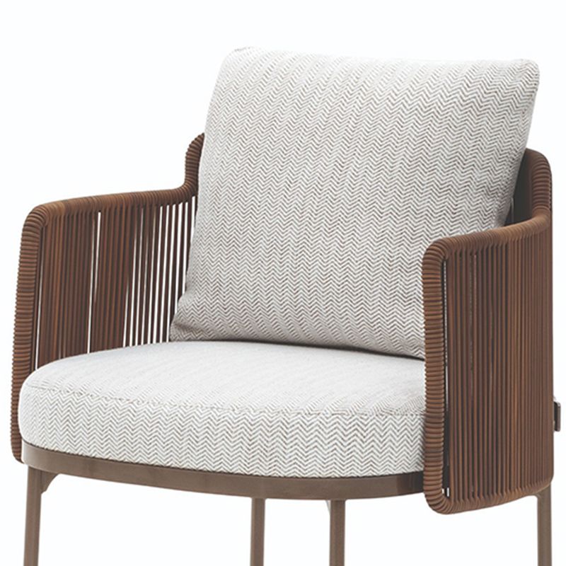 Tropical Upholstered Patio Arm Chair Light Gray Dining Armchair