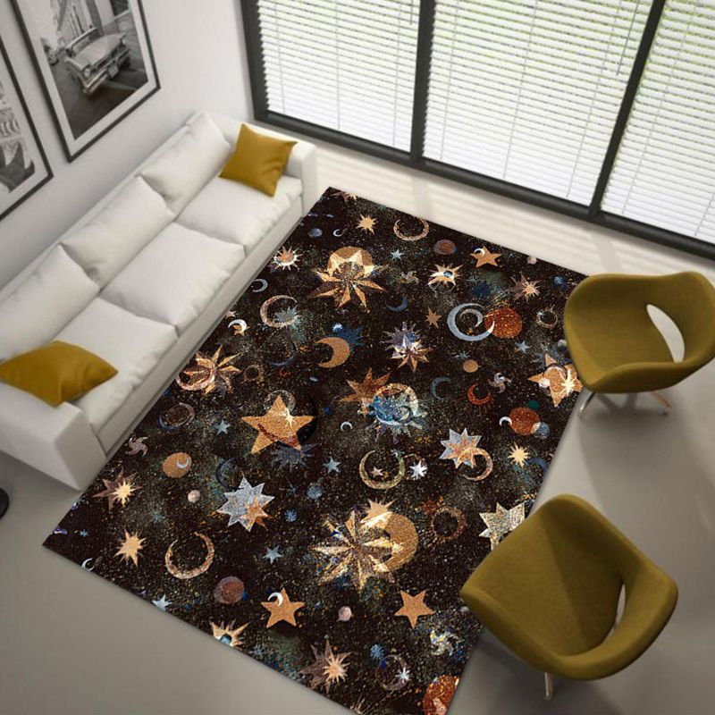 Brown Modern Rug Polyester Graphic Indoor Rug Tear Resistant Rug for Living Room