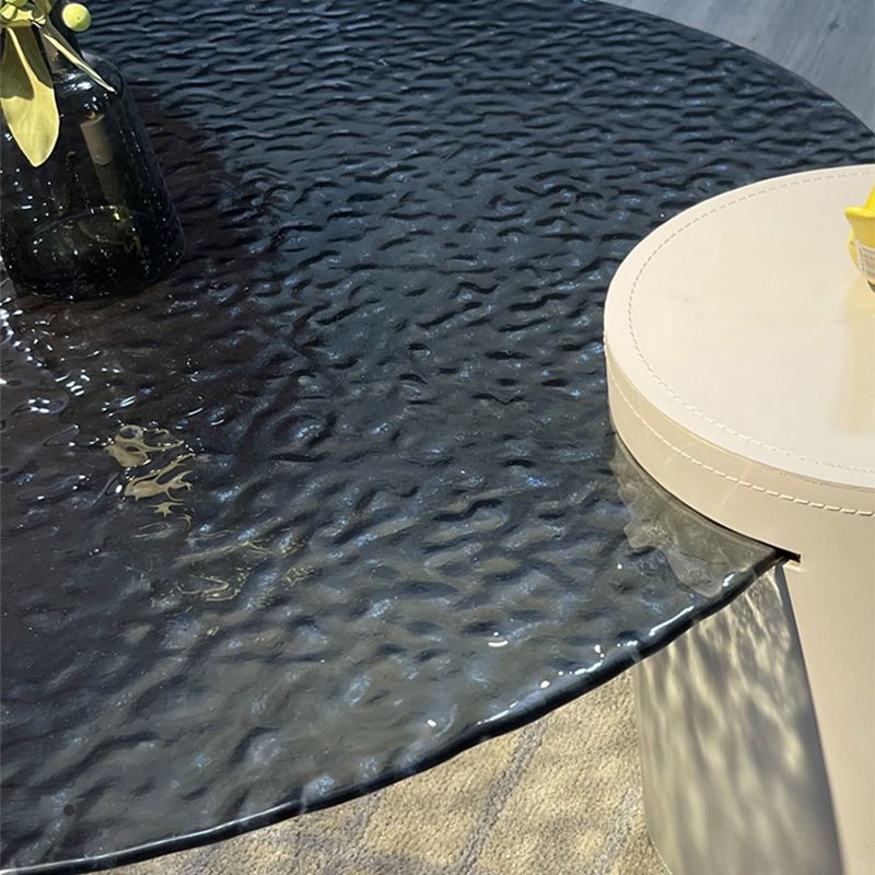 2 Legs 1 Single Coffee Table Modern Glass Cocktail Table in Clear