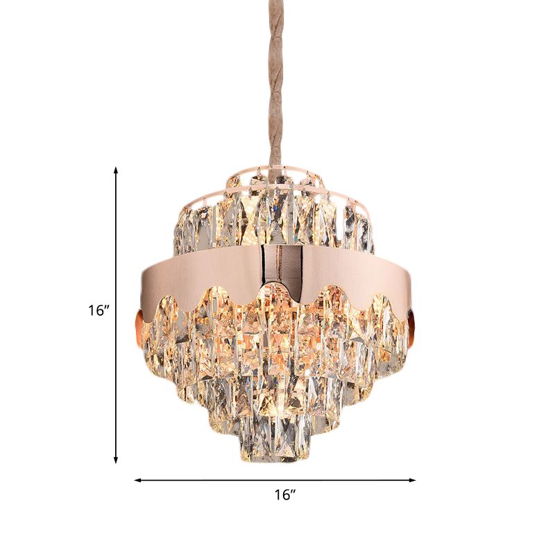 Kristal rechthoek gelaagde kroonluchter modernisme 7/12 Lichten eetkamerophanging hanger in goud