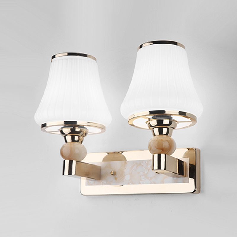 Geometric Shade Glass Wall Sconce Modern Style Multi Lights Wall Mounted Light in Gold