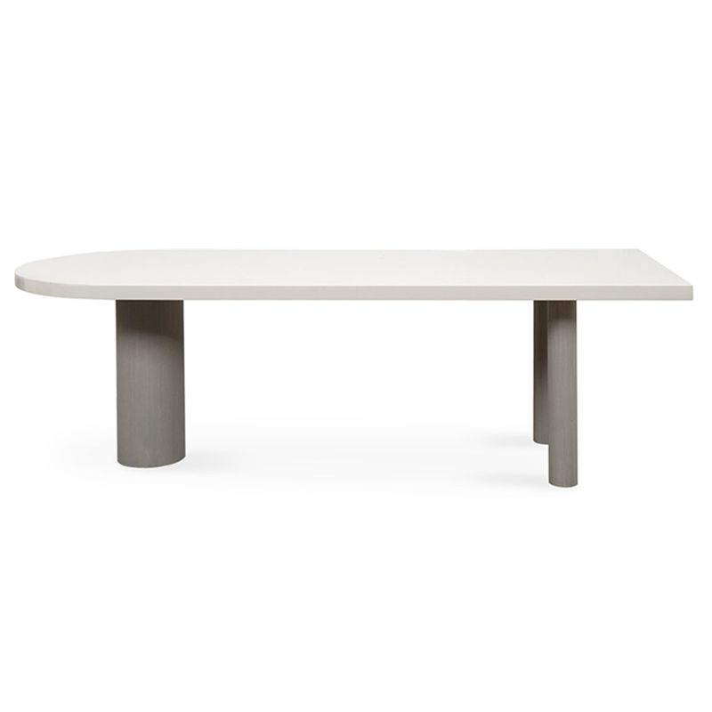 Irregular Pine Solid Wood Dining Table Modern White Top Island Table with 3 Legs