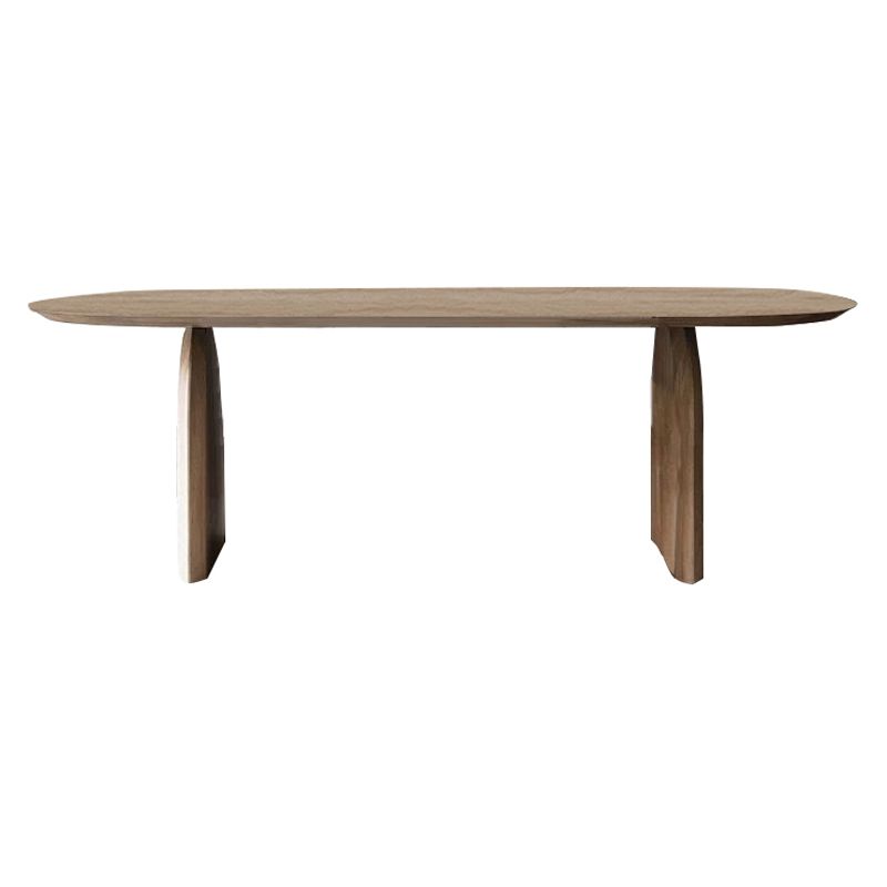Modern Indoor Pine Wood Table for Restaurant Oval Dining Table with Double Pedestal