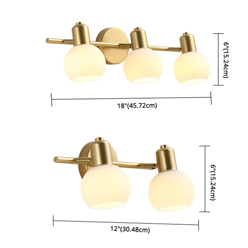 Traditional Globe Vanity Sconce Lights Milk Glass Wall Mount Light Fixture for Bathroom