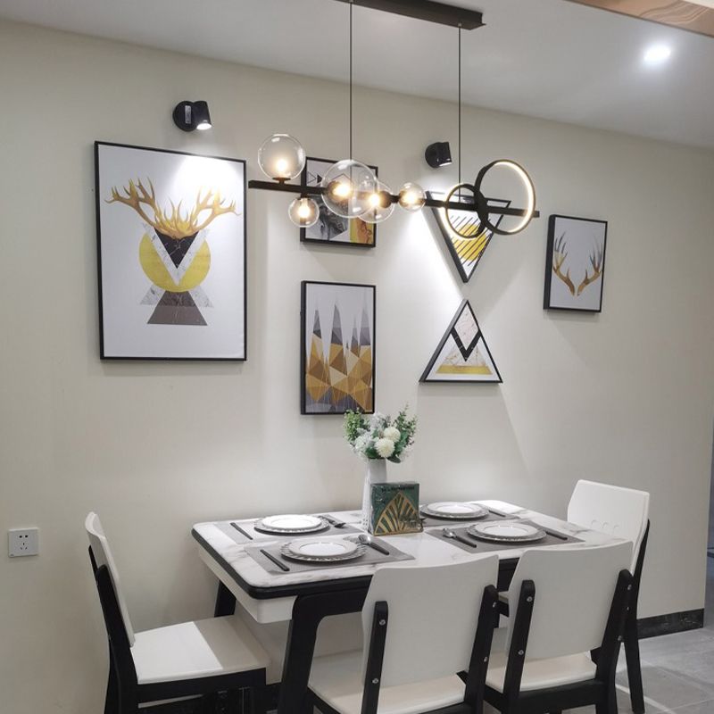 Contemporary Kitchen Island Lighting Spherical Metal 7-Light Hanging Light Fixtures