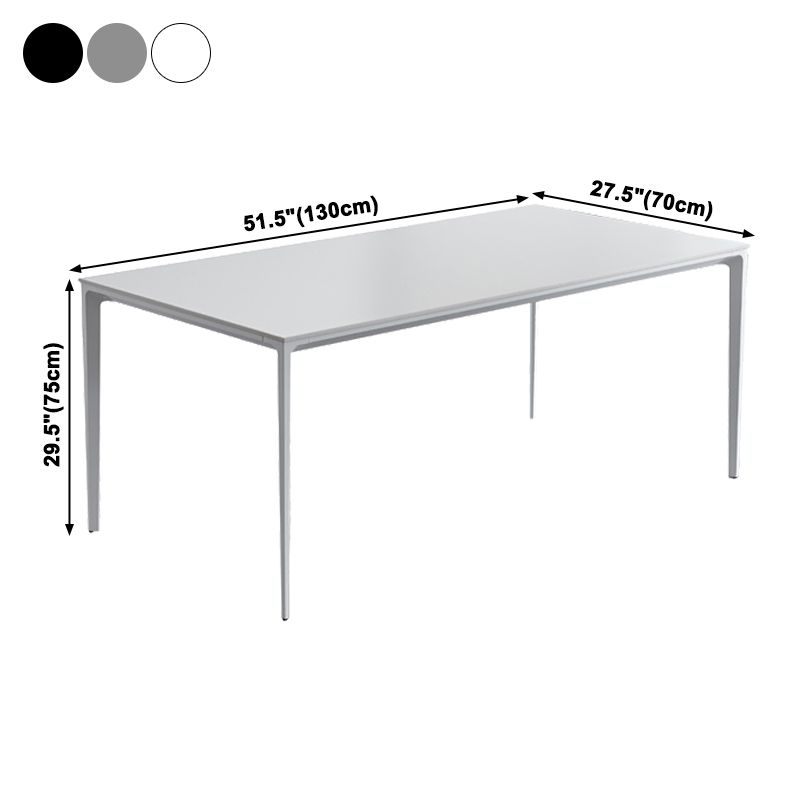 Industrial Rectangle White Dining Table Sintered Stone Standard Dining Table for Kitchen