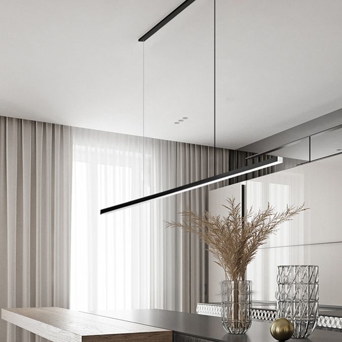 Zeitgenössische Küche Anhänger Leichtes lineares Metall 1 Light Island Lighting Idee