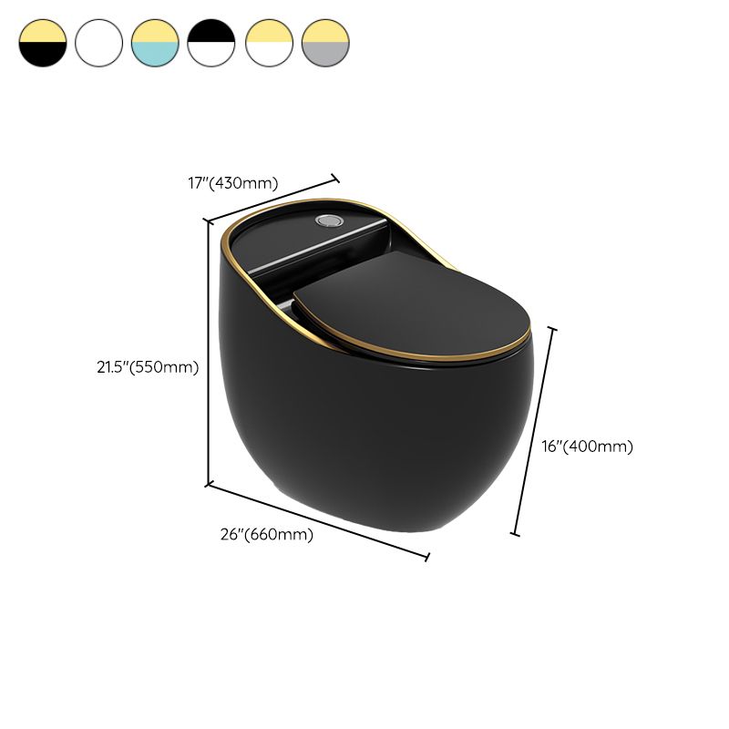 1-Piece Round Flush Toilet 0.8/1.28 GPF Ceramic Toilet Bowl for Bathroom