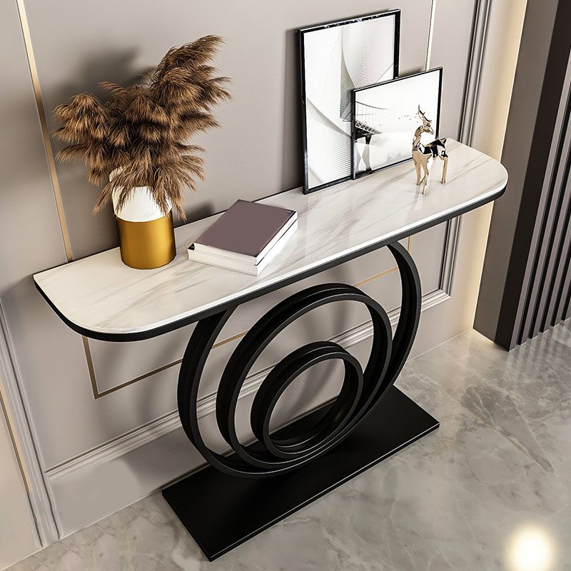 31.5-inch Tall Accent Table Stone Glam Console Table with 1 Shelf