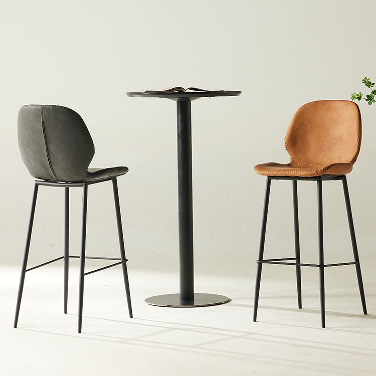 Modern Style Backrest Metal Counter Stool with Leather Cushion