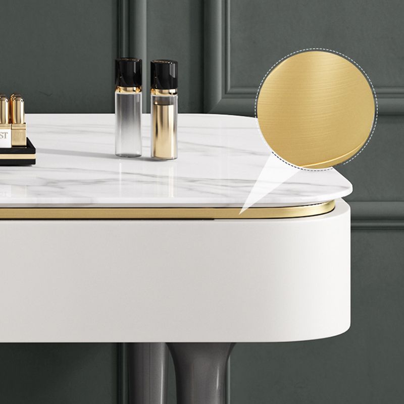 Rock Slate Off-white Dressing Table with 4 Drawers Metal Base