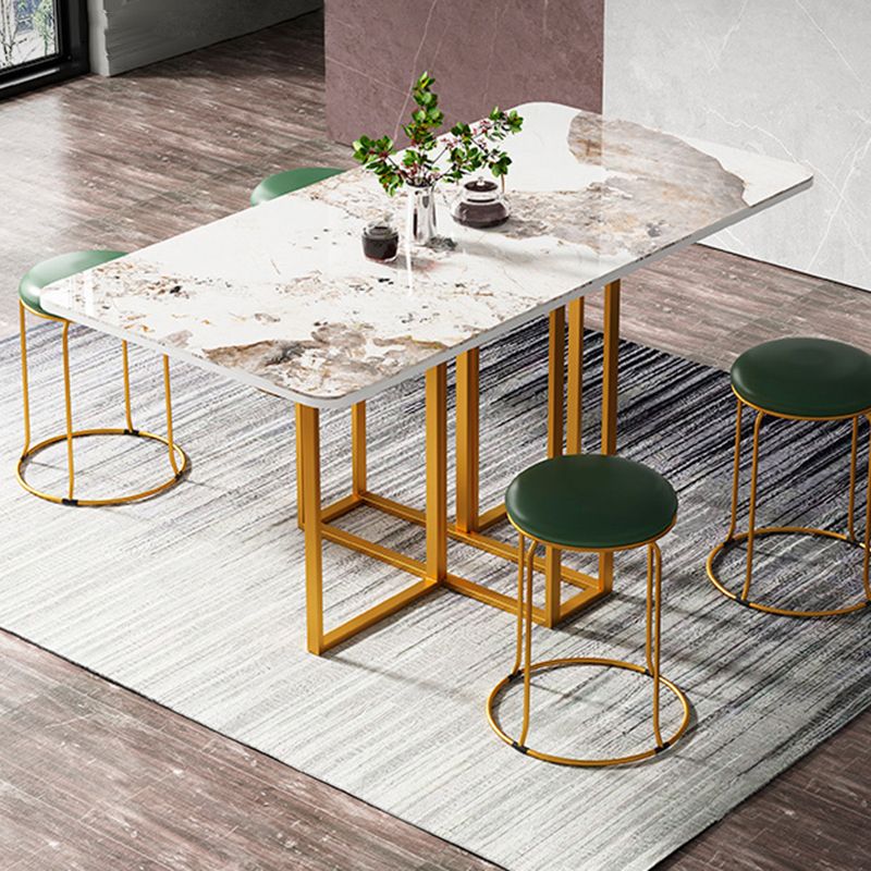 Rectangle Table Simplicity Style Stone Folding Furniture,59"L x 31.5"W x 28.7"H